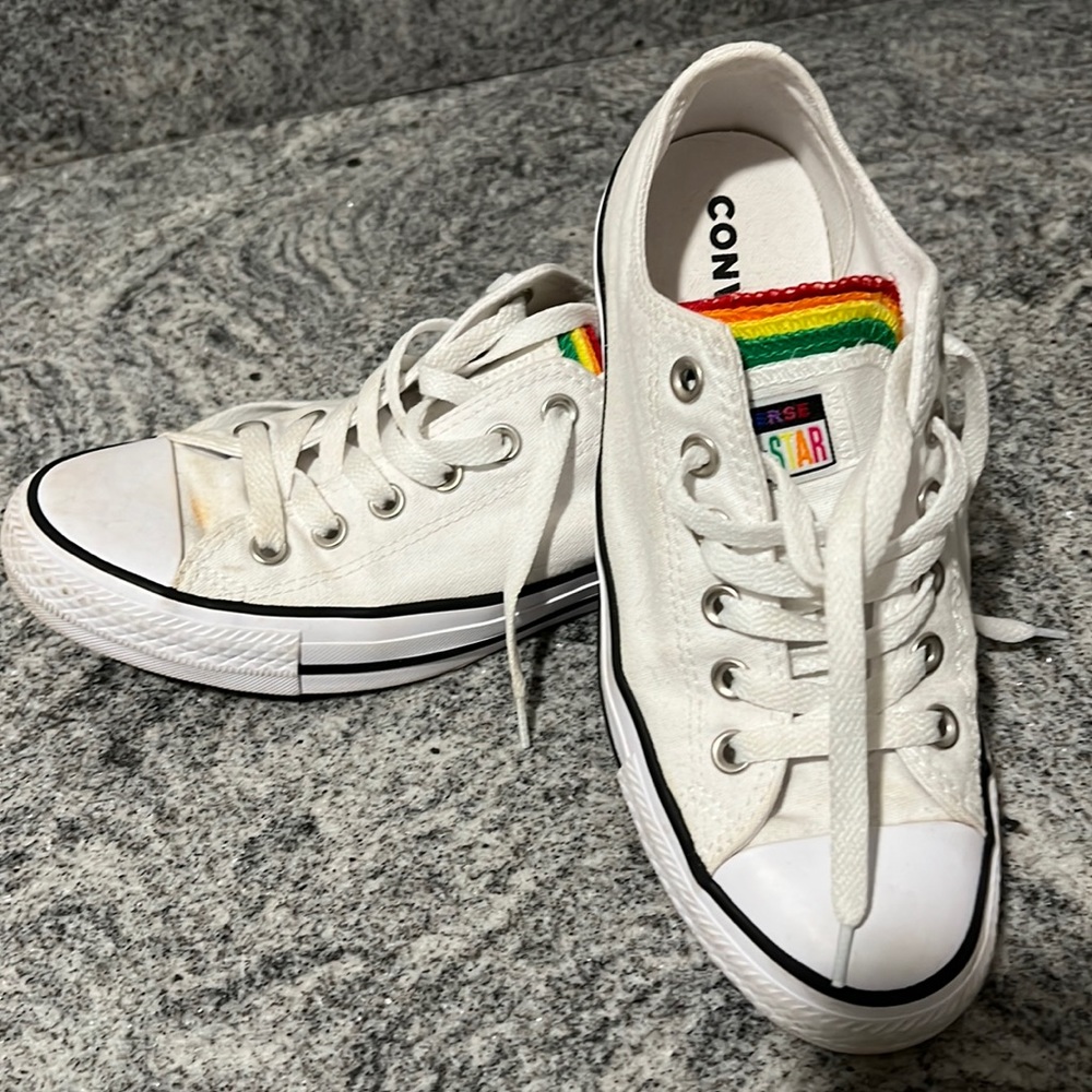 Converse Sneakers.  Multi. Colored Tongue.  Women’s size 8.